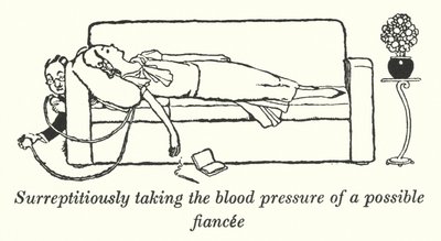 Tager i det skjulte blodtrykket fra en mulig forlovede (litho) af William Heath Robinson