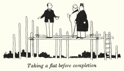 At tage en lejlighed før færdiggørelse (litho) af William Heath Robinson