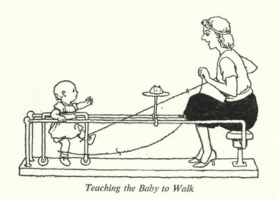 Lære babyen at gå (Litho) af William Heath Robinson