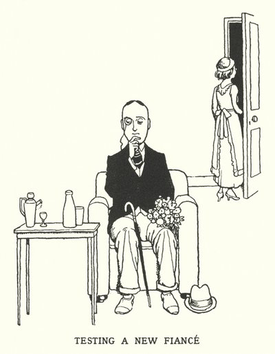 Test af en ny forlovede (litho) af William Heath Robinson