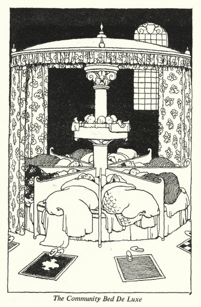 Fællessengen De Luxe (litho) af William Heath Robinson