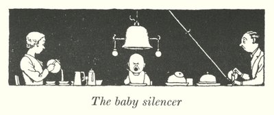 Baby lyddæmperen (litho) af William Heath Robinson