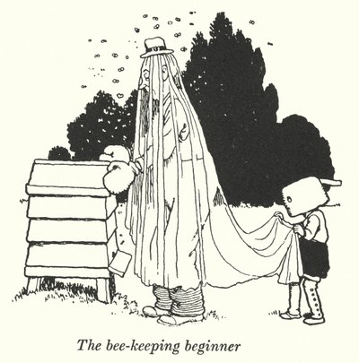 Biavlerbegynderen (litho) af William Heath Robinson