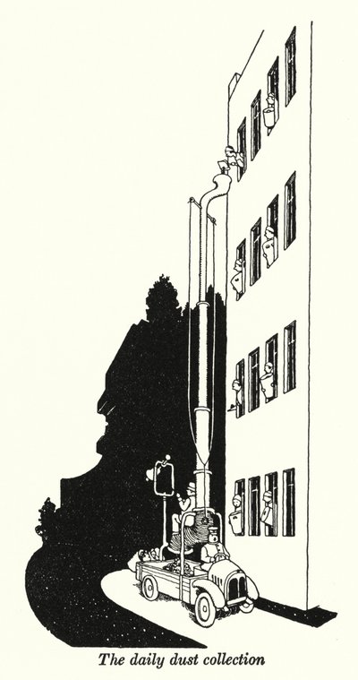 Den daglige støvopsamling (litho) af William Heath Robinson