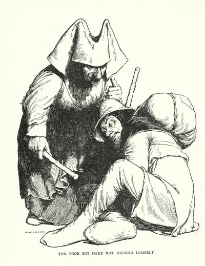 Den stakkels sot tør ikke forsvare sig selv (litho) af William Heath Robinson