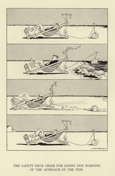 Sikkerhedsdæksstolen til at give behørig advarsel om, at tidevandet nærmer sig af William Heath Robinson