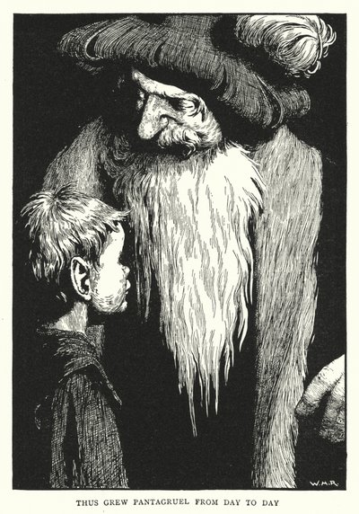 Således voksede Pantagruel fra dag til dag (litho) af William Heath Robinson
