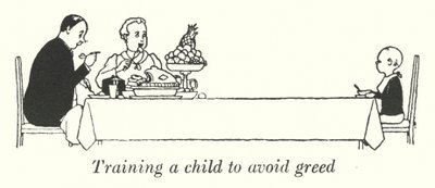 Træning af et barn til at undgå grådighed (litho) af William Heath Robinson