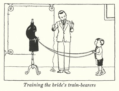 Træning af brudens togbærere (litho) af William Heath Robinson