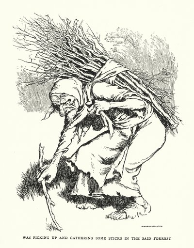Samlede og samlede nogle pinde i den nævnte skov (litho) af William Heath Robinson