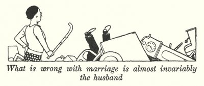 Hvad der er galt med ægteskabet er næsten altid manden (litho) af William Heath Robinson