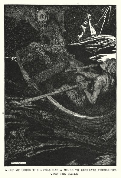 Da mine herrer, djævle havde en mening om at genskabe sig selv på vandet (litho) af William Heath Robinson