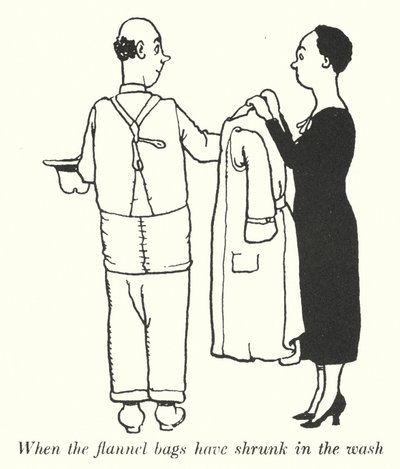 Når flannelposerne er krympet i vask (litho) af William Heath Robinson