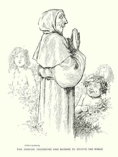 Som forklæder sig som maskerere for at bedrage verden (litho) af William Heath Robinson