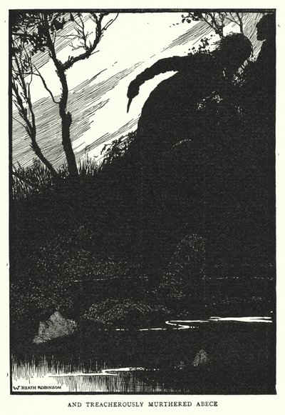og myrdede forræderisk Abece (litho) af William Heath Robinson