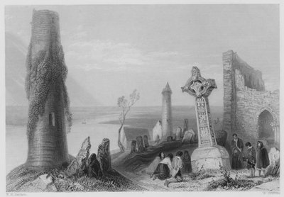 Ancient Cross, Clonmacnoise (gravering) af William Henry (after) Bartlett
