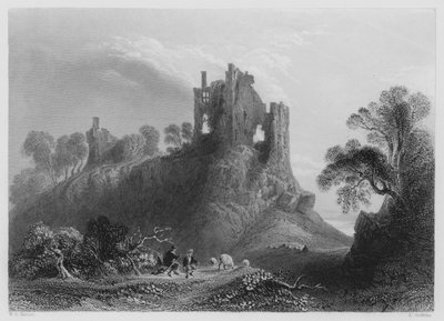 Carrigogunnell Castle, nær Limerick (gravering) af William Henry (after) Bartlett