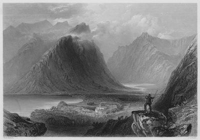 Delphi Lodge, Connemara (gravering) af William Henry (after) Bartlett