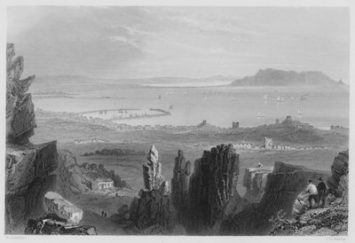 Dublin Bay, fra Kingstown Quarries (gravering) af William Henry (after) Bartlett