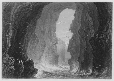 Dunkerry Cave, County Antrim (gravering) af William Henry (after) Bartlett