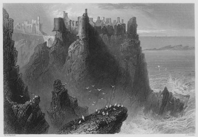Dunluce Castle (gravering) af William Henry (after) Bartlett