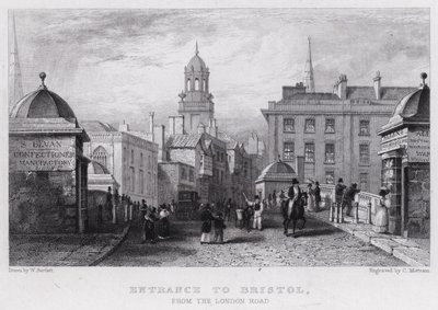 Indgangen til Bristol, fra London Road (gravering) af William Henry (after) Bartlett