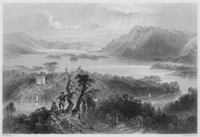 Hazlewood og Lough Gill, Sligo (gravering) af William Henry (after) Bartlett