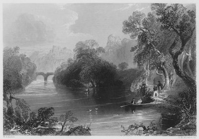 Old Weir Bridge, Killarney (gravering) af William Henry (after) Bartlett