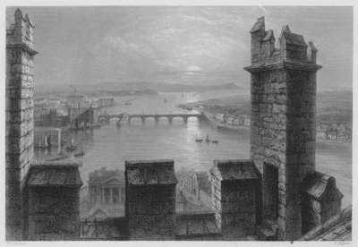 Shannon, fra Tower of Limerick Cathedral (gravering) af William Henry (after) Bartlett