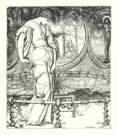The Lady of Shalott (gravering) af William Henry (after) Hunt