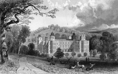 Audley End, Essex, graveret af Henry Adlard, 1832 af William Henry Bartlett