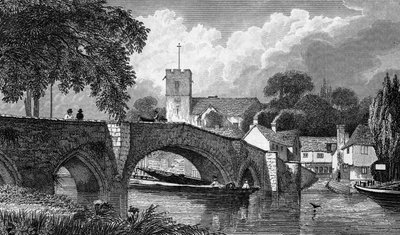 Aylesford Church and Bridge, graveret af B. Winkles, udgivet 1829 af William Henry Bartlett