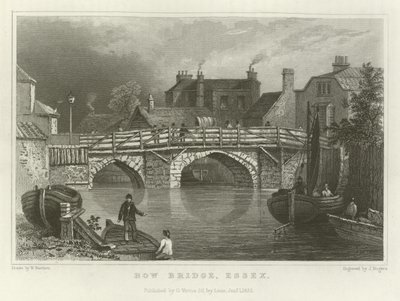 Bow Bridge, Essex af William Henry Bartlett