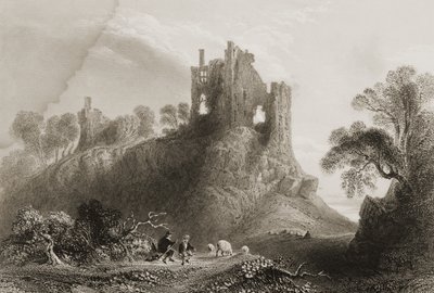 Carrigogunnell Castle, nær Limerick, Limerick County, Irland, fra "Scenery and Antiquities of Ireland" af George Virtue, 1860