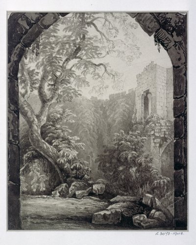 Cliffords Tower, York, interiør, 1827 af William Henry Bartlett