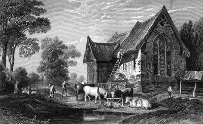 Coggeshall Abbey, Essex, udgivet af George Virtue, 1833 af William Henry Bartlett