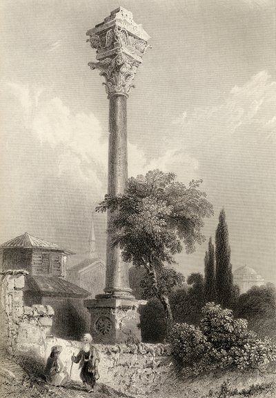 Søjle af Marcian, Istanbul, Tyrkiet, graveret af H. Adlard af William Henry Bartlett