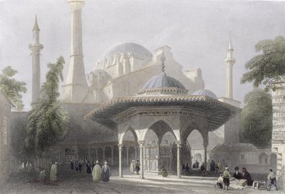 Hof og fontæne af St. Sophia, Istanbul, indgraveret af J. Redaway, ca. 1850 (akvatint) af William Henry Bartlett