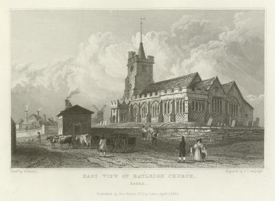 East View af Rayleigh Church, Essex af William Henry Bartlett