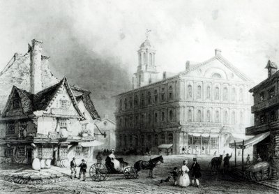 Faneuil Hall, Boston af William Henry Bartlett