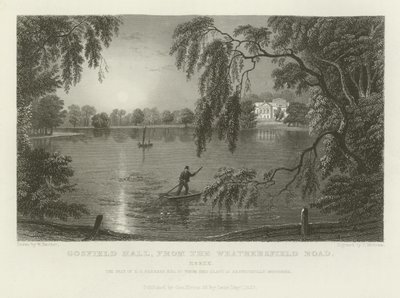 Gosfield Hall, fra Weathersfield Road, Essex, sæde for EG Barnard, Esquire af William Henry Bartlett