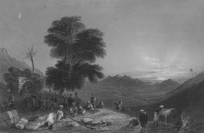 Standsning af en karavane i Girgolas ørken, nær Mount Amanus af William Henry Bartlett