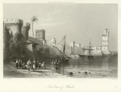 Rhodos havn af William Henry Bartlett