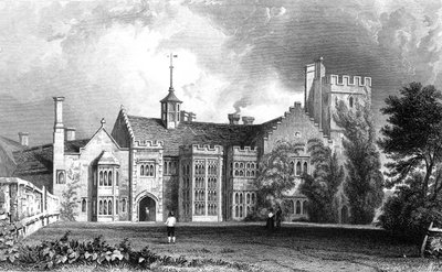 Horeham Hall, nær Thaxted, Essex, indgraveret af John Carr Armytage, 1831 af William Henry Bartlett