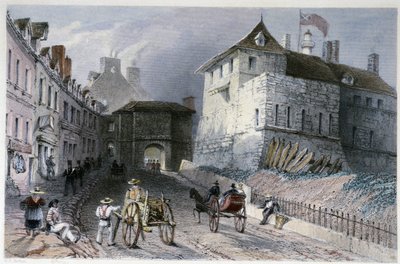 La porte "" Priscott Gate"" i Quebec City, Canada - i "" Canadian Scenery illustreret" af William Henry Bartlett, red. George Dyd af William Henry Bartlett