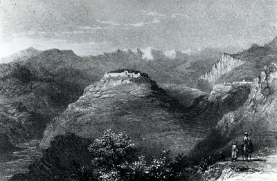 Lady Hester Stanhopes residens i Joon, på Mount Libanon, 1845 af William Henry Bartlett