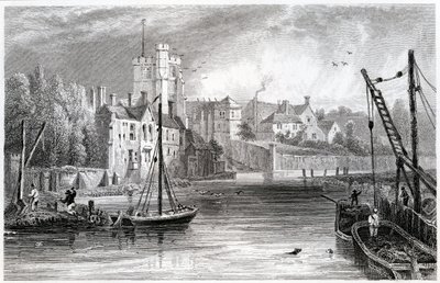 Maidstone fra vandet, Kent, 1832 af William Henry Bartlett