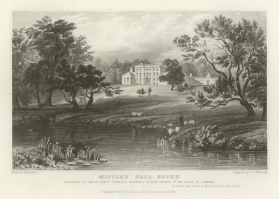 Mistley Hall, Essex, bopæl for den ærede Charles Manners Sutton, formand for Underhuset af William Henry Bartlett