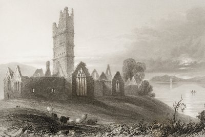 Moyne Abbey, County Mayo, Irland, fra 