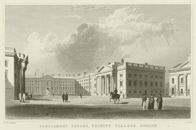 Parliament Square i Dublin af William Henry Bartlett
